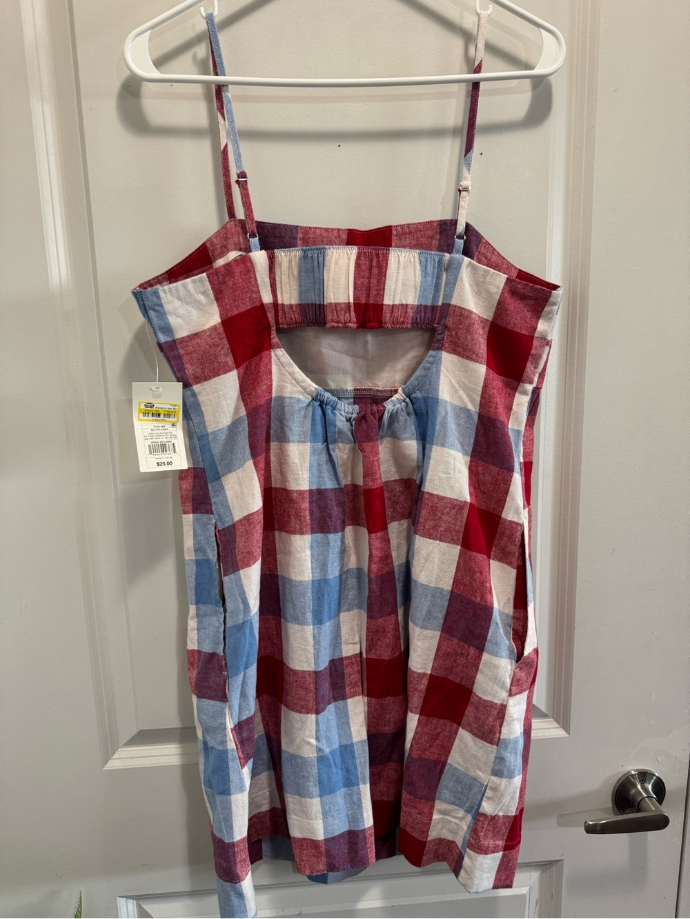 & Other Stories Red, Blue & White Gingham Spaghetti Strap Dress - Picture 2 of 5
